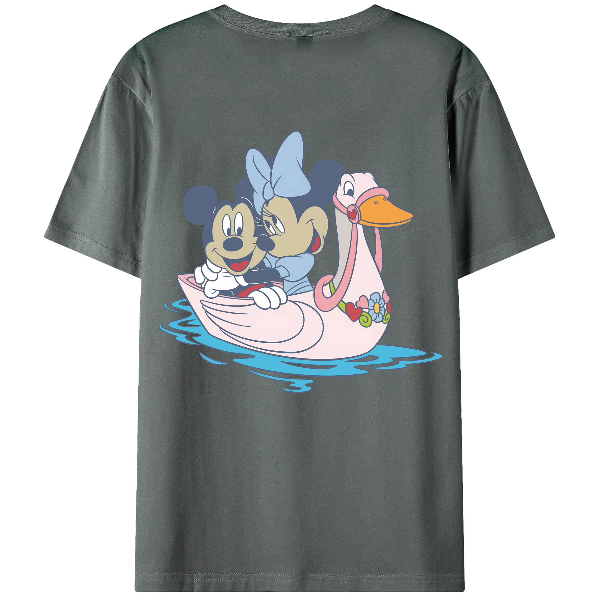 （画像用） ミッキーマウス Mickey Mouse 綿100％ メンズ半袖Tシャツ（バックプリント） 通気性